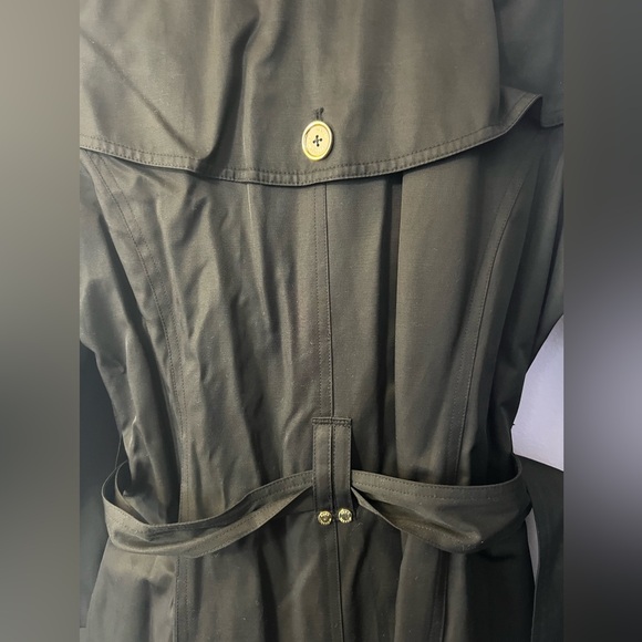 MICHEAL KORS Black Double-Breasted Rain Coat with Gold Accents - Picture 4 of 7
